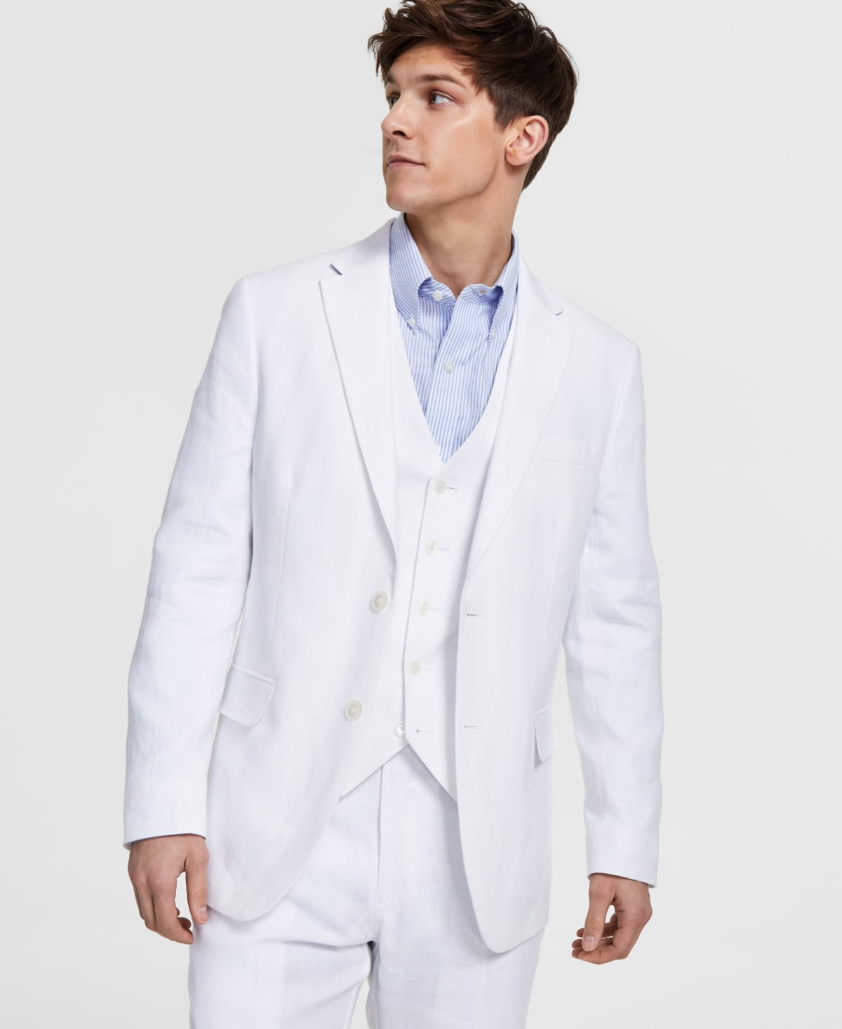 Tommy Hilfiger Mens Slim fit Sport Coat Blazer 40 L White Solid Stretch