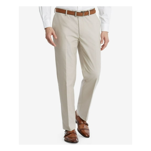 TOMMY HILFIGER Mens Beige Flat Front, Tapered, Slim Fit Stretch Pants 44W /30L
