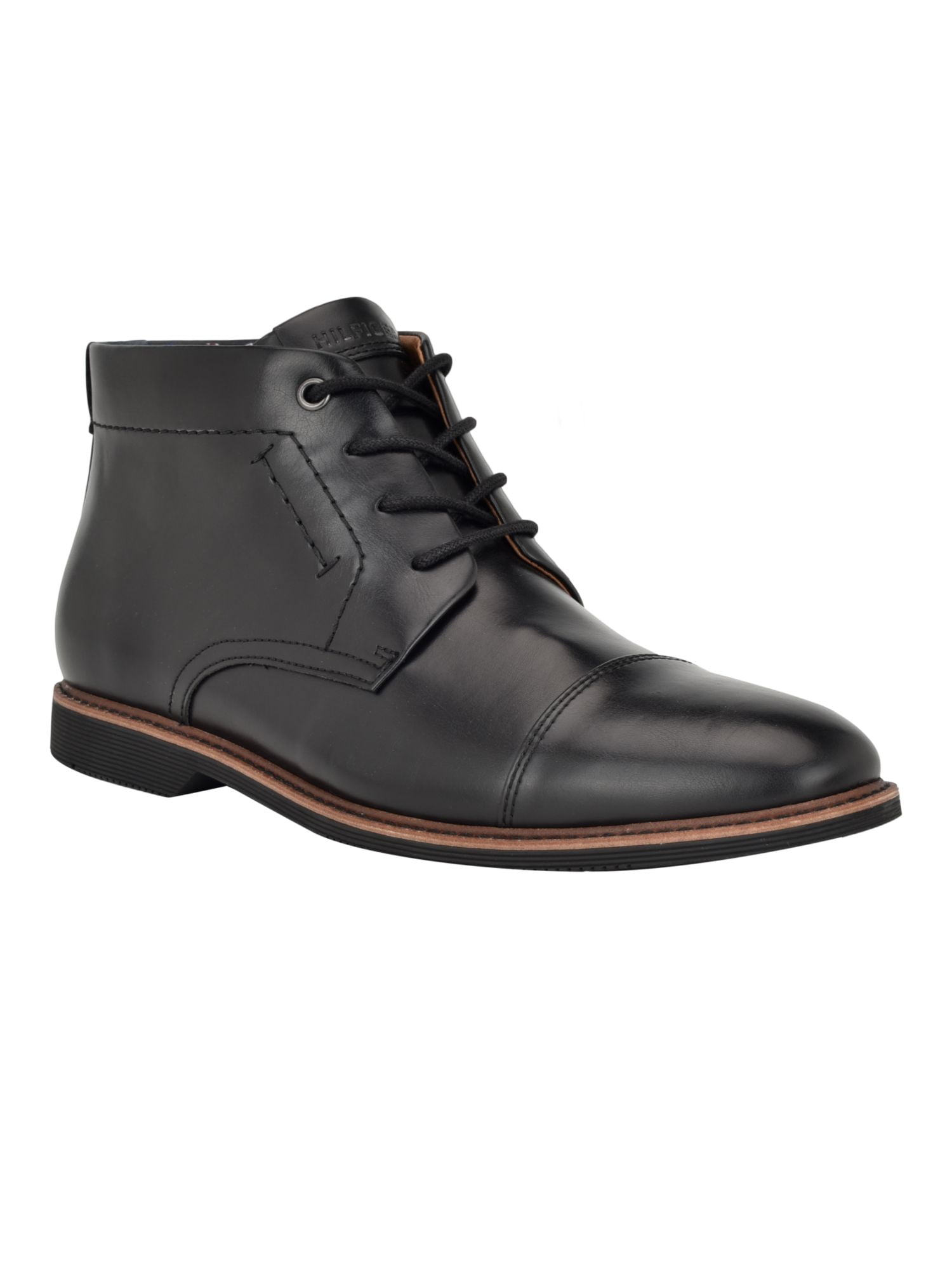 TOMMY HILFIGER Mens Black Cushioned Rawstin Cap Toe Lace-Up Dress