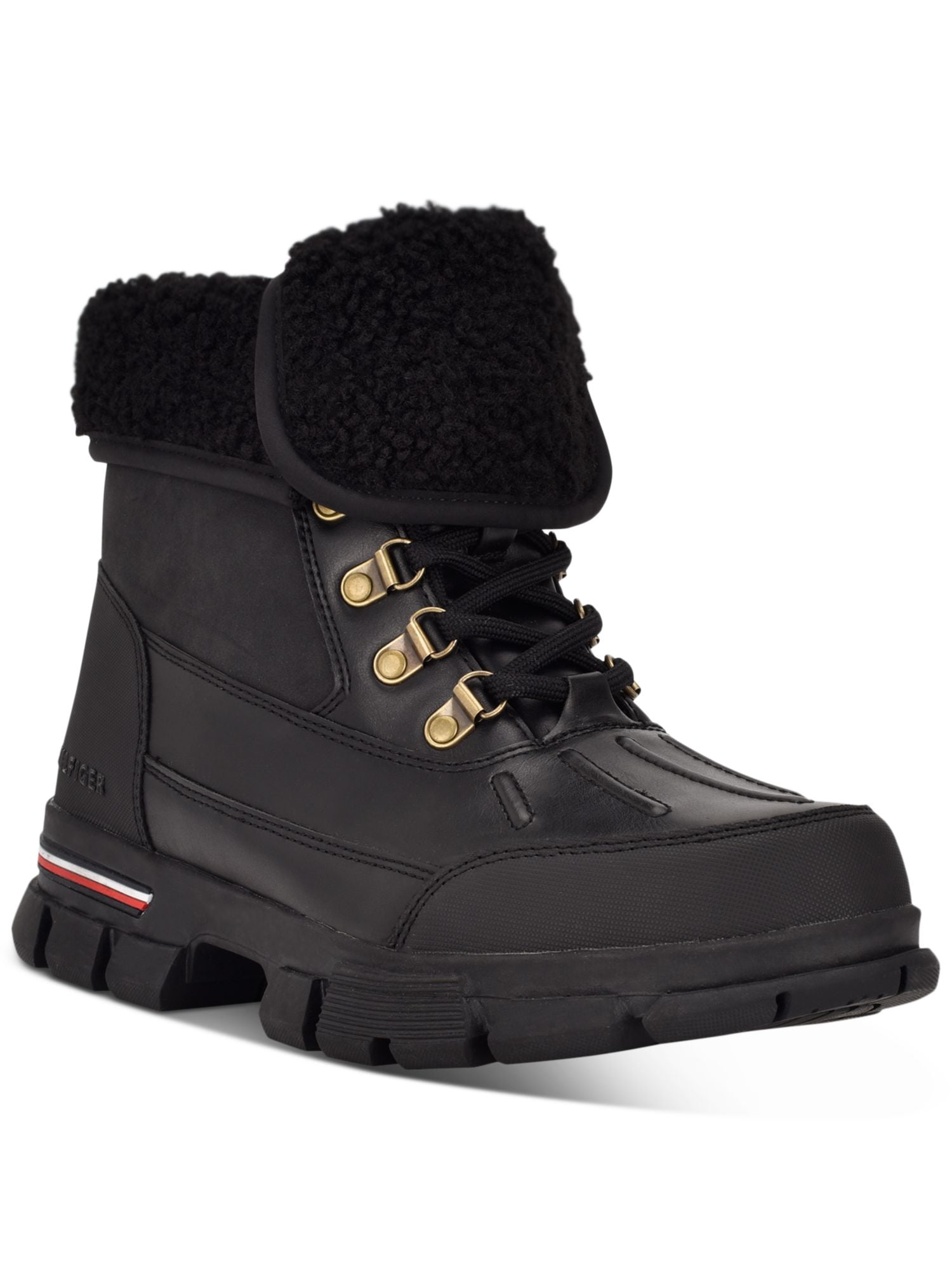 TOMMY HILFIGER Mens Black Cushioned Rawstin Cap Toe Lace-Up Dress Chukka Boots