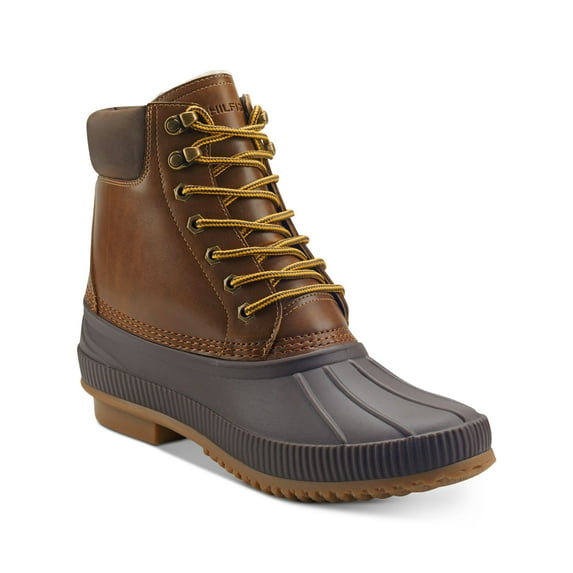 TOMMY HILFIGER Mens Brown Color Block Cushioned Collar Waterproof Padded Colins 2 Round Toe Lace-Up Duck Boots 7 M