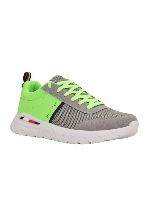 Mens Gray Mixed Media Pull Tab Cushioned Removable Insole Numly Round Toe Wedge Lace-Up Athletic Sneakers Shoes 9