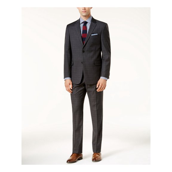 TOMMY HILFIGER Mens Gray Plaid Blazer 40L