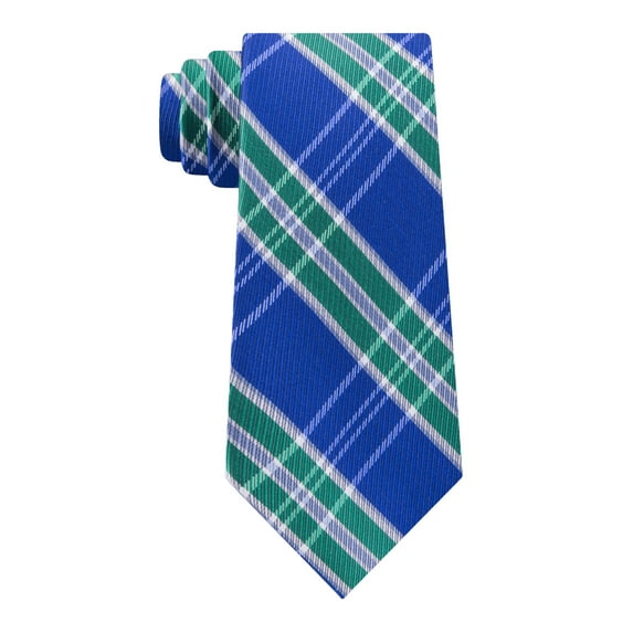 TOMMY HILFIGER Mens Green Tartan Plaid Slim Neck Tie