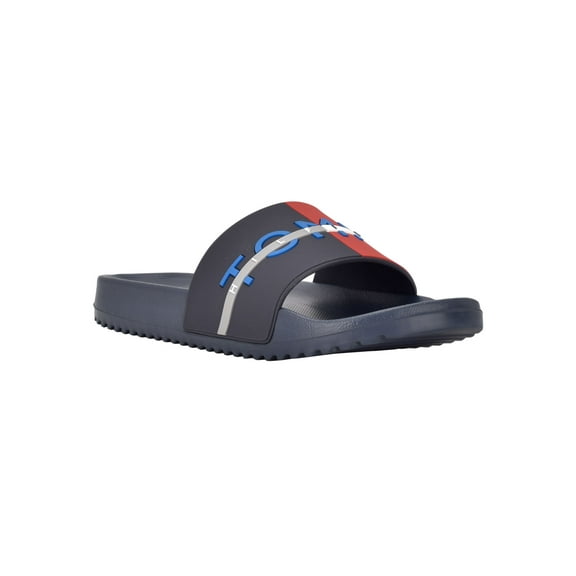 TOMMY HILFIGER Mens Navy Color Block Logo Rafael Round Toe Slip On Slide Sandals 11 M