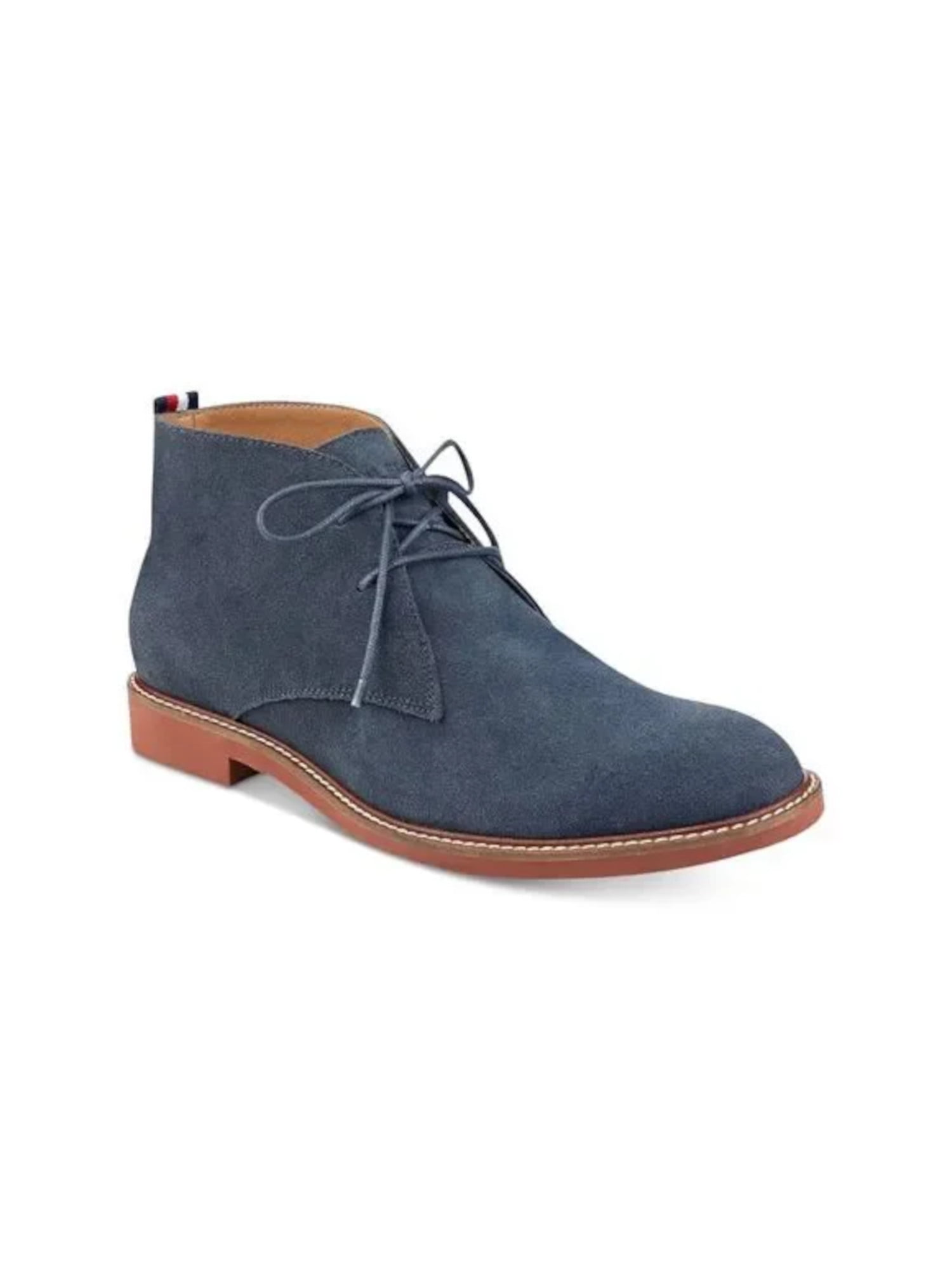 TOMMY HILFIGER Mens Navy Cushioned Lightweight Gervis Round Toe Block Heel Lace Up Leather Chukka Boots 9.5 Walmart