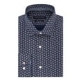 thumbnail image 1 of TOMMY HILFIGER Mens Navy Patterned Collared Slim Fit Stretch Dress Shirt M 15/15.5- 32/33, 1 of 2