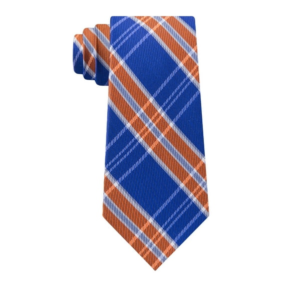TOMMY HILFIGER Mens Orange Tartan Plaid Slim Neck Tie