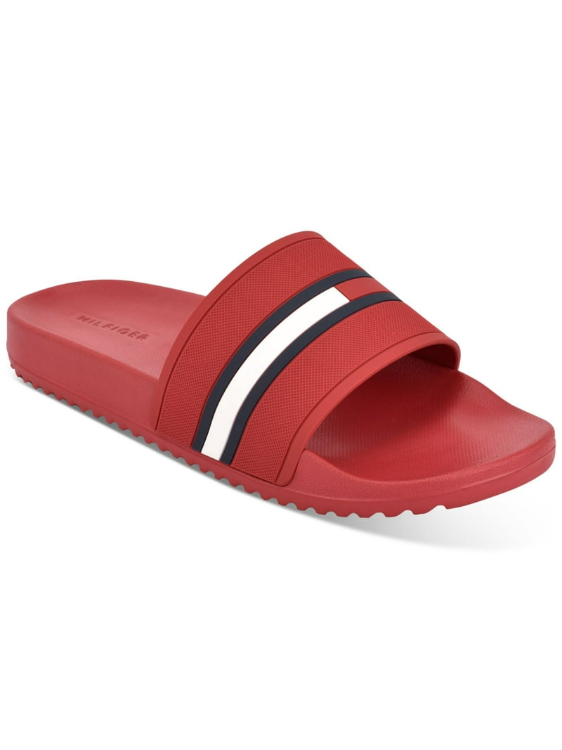 TOMMY HILFIGER Mens Red Comfort Redder Round Toe Slip On Slide