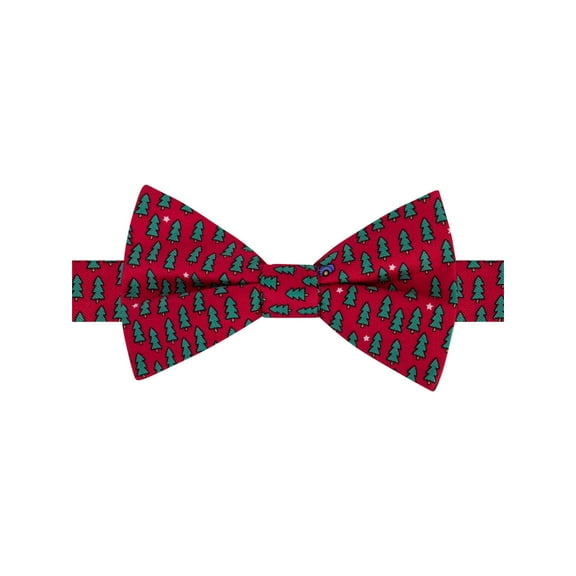 TOMMY HILFIGER Mens Red Novelty Print Christmas Silk Bow Tie