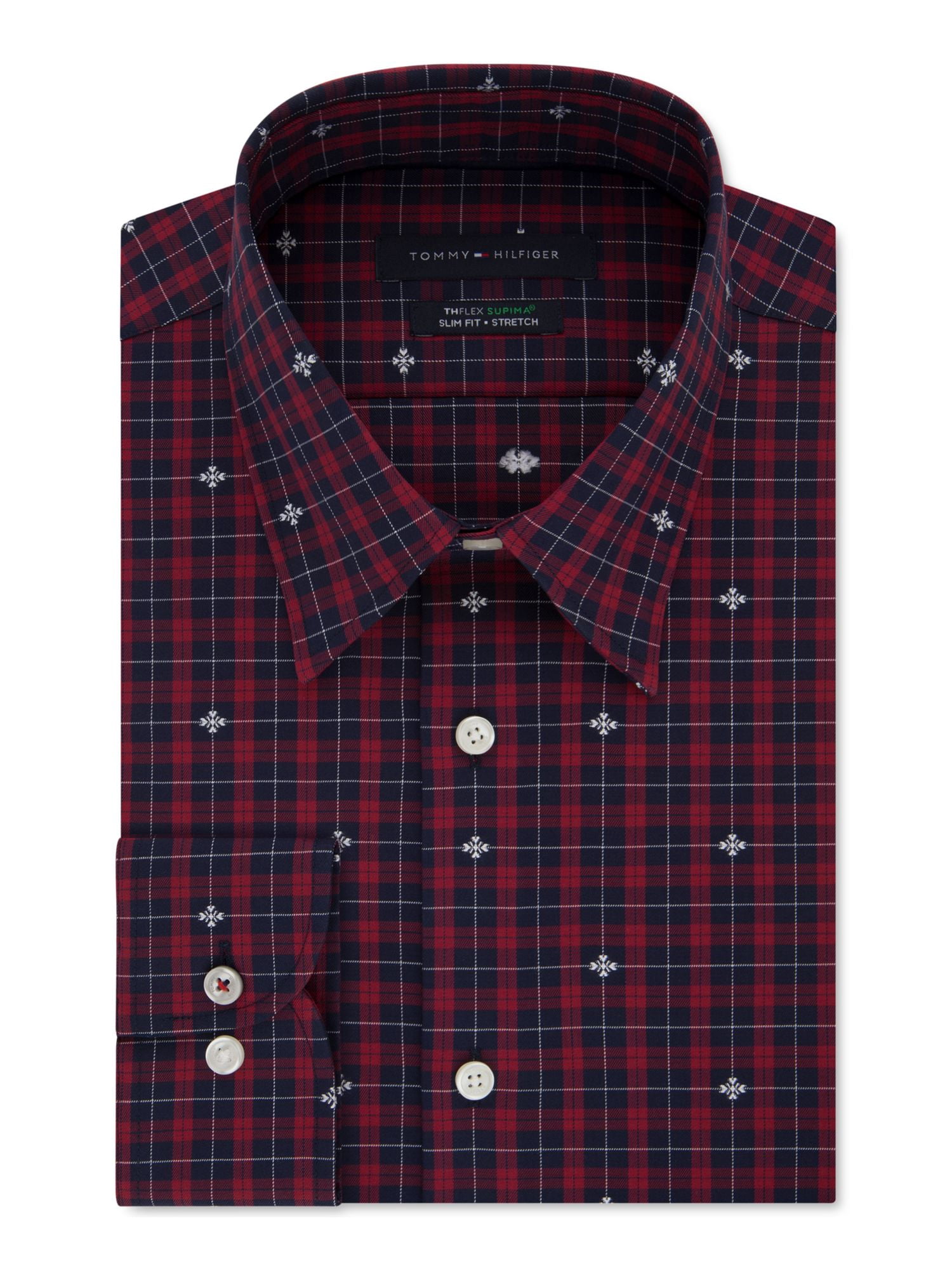 Chemise Homme Calibrate - Taille Col 16.5 - Manches Longues - Coupe Slim - Motif à Carreaux - Occasion TB