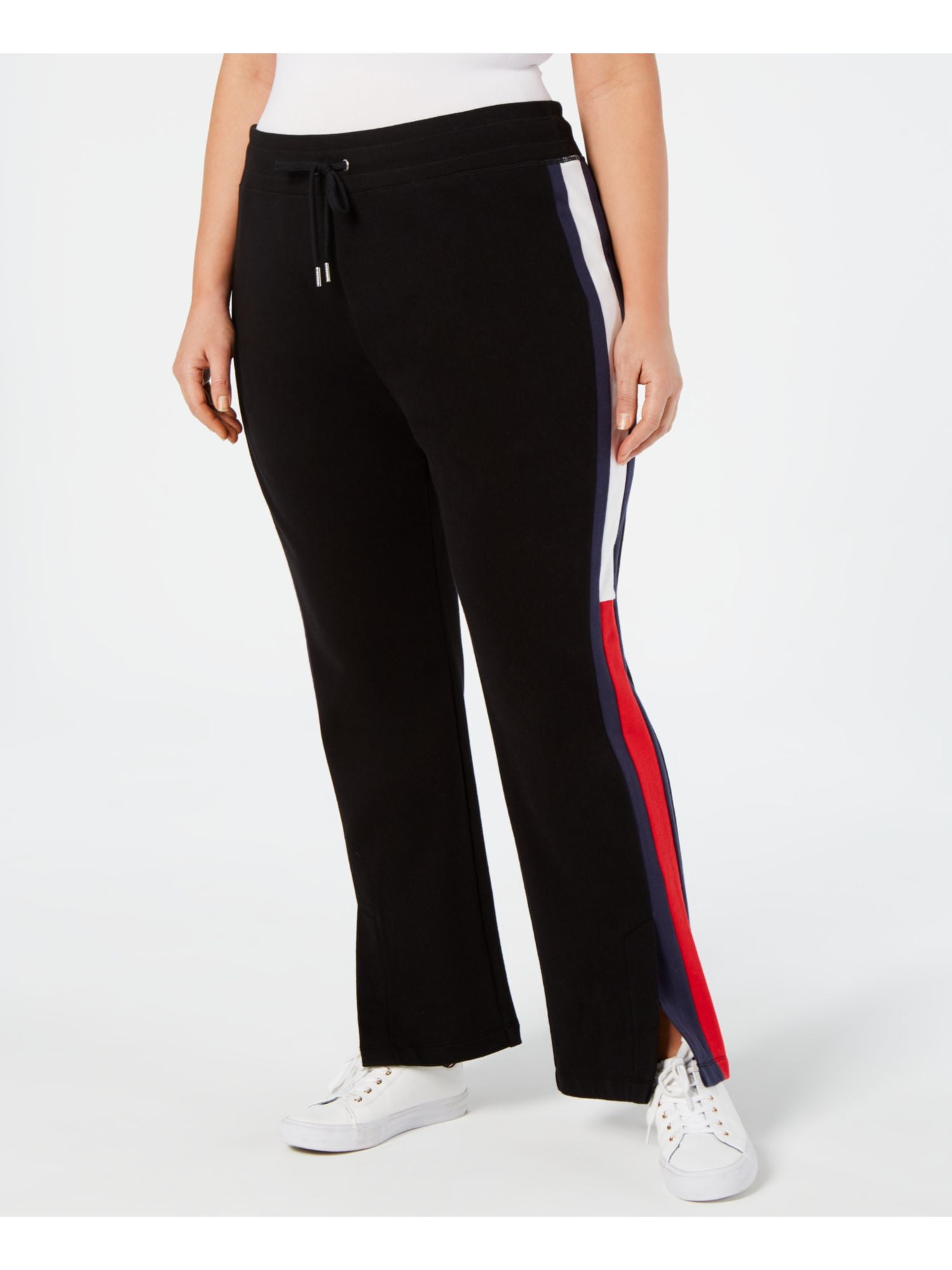 Tommy Hilfiger Womens Flag-Logo Casual Sweatpants, Black, 0X