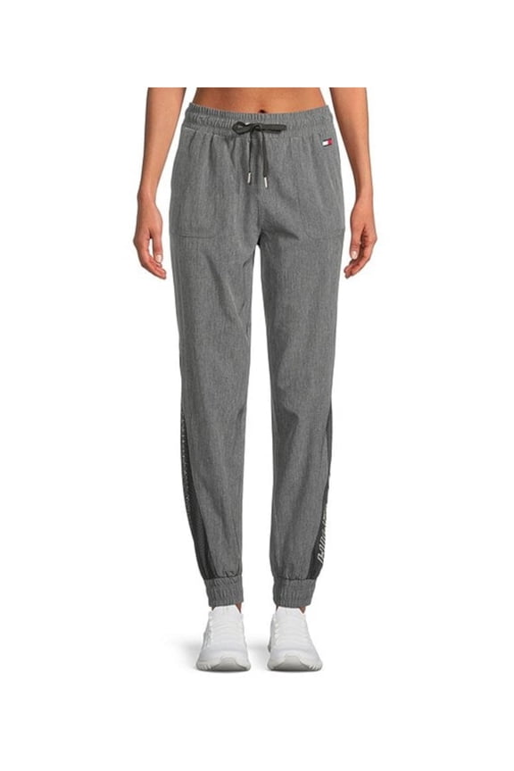 SPORT Womens Gray Mesh Pocketed Drawstring Breathable Jogger Logo Graphic Cuffed Pants S