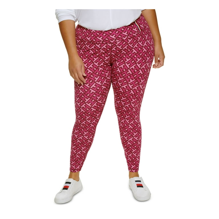 TOMMY HILFIGER SPORT Womens Pink Stretch Printed Active Wear High