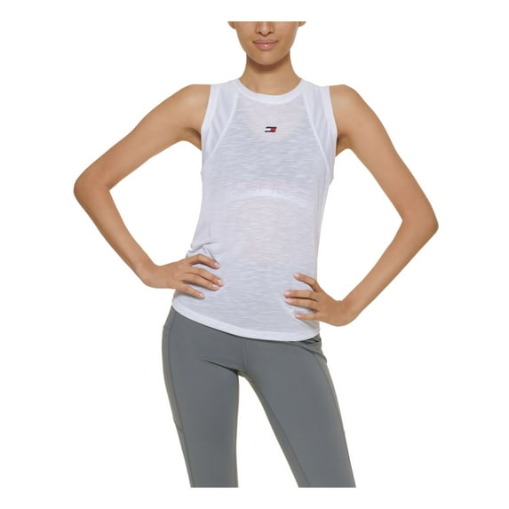 TOMMY HILFIGER SPORT Womens White Sleeveless Crew Neck Active Wear Tank Top XXL