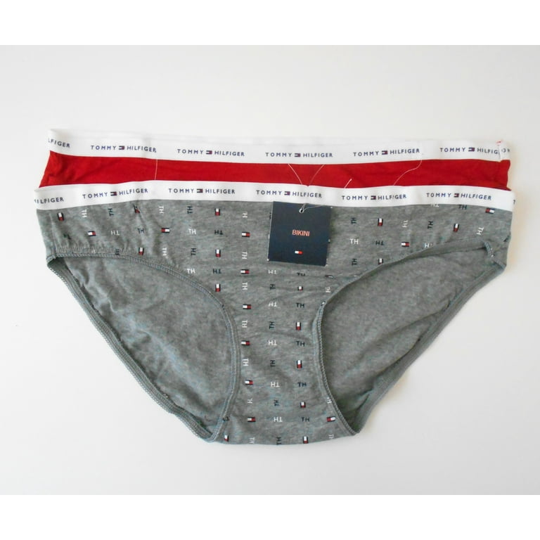 Tommy Hilfiger Womens Bikini Panties 2pr Size Medium Spell Out Thick Band  NWT