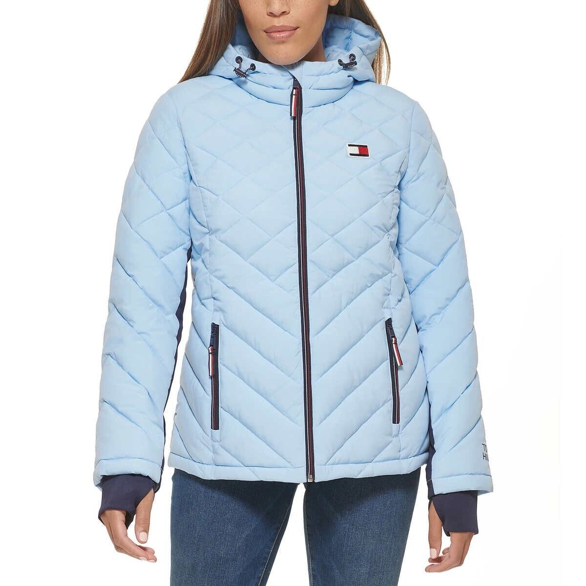 TOMMY HILFIGER Women's Quilted Hooded Packable Puffer Coat, Blue, Large -  Walmart.com
