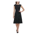 thumbnail image 1 of TOMMY HILFIGER Womens Black Cap Sleeve Below The Knee A-Line Cocktail Dress 8, 1 of 2