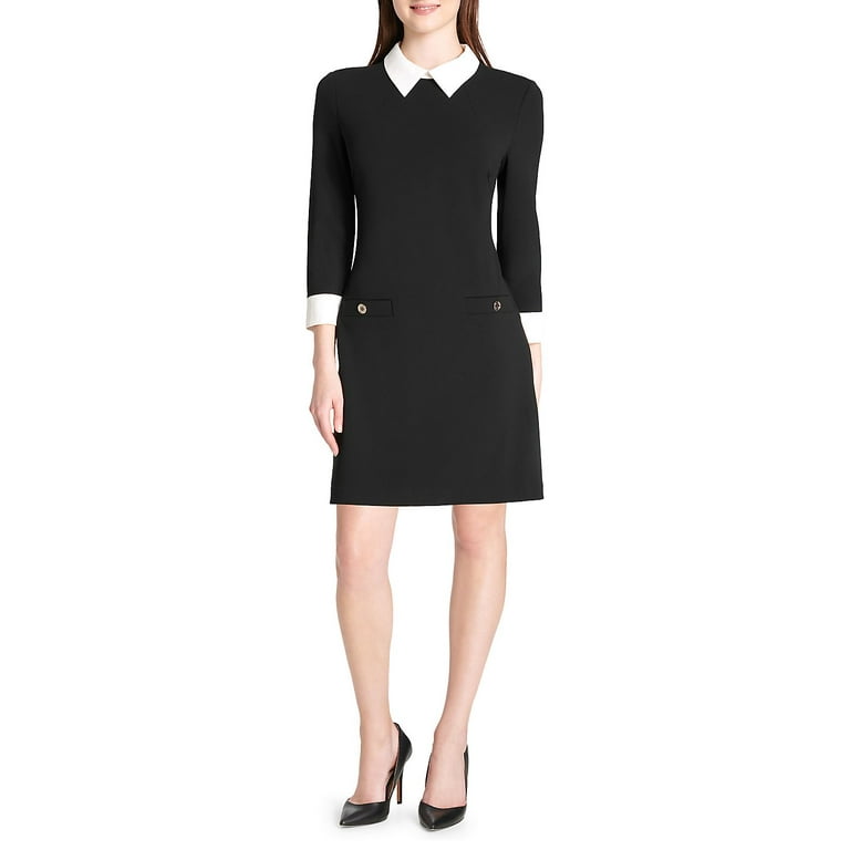 Black shift dress with hotsell white collar