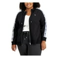 thumbnail image 1 of TOMMY HILFIGER Womens Black Embroidered Pocketed Zip Up Color Block Hooded Jacket Plus 0X, 1 of 4