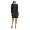 thumbnail image 1 of TOMMY HILFIGER Womens Black Zippered Long Sleeve Jewel Neck Above The Knee Sheath Dress 18, 1 of 5