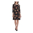 thumbnail image 1 of TOMMY HILFIGER Womens Black Long Sleeve Above The Knee Shift Dress 4, 1 of 4