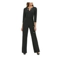 thumbnail image 1 of TOMMY HILFIGER Womens Black Long Sleeve V Neck Wide Leg Jumpsuit Size: 12, 1 of 2