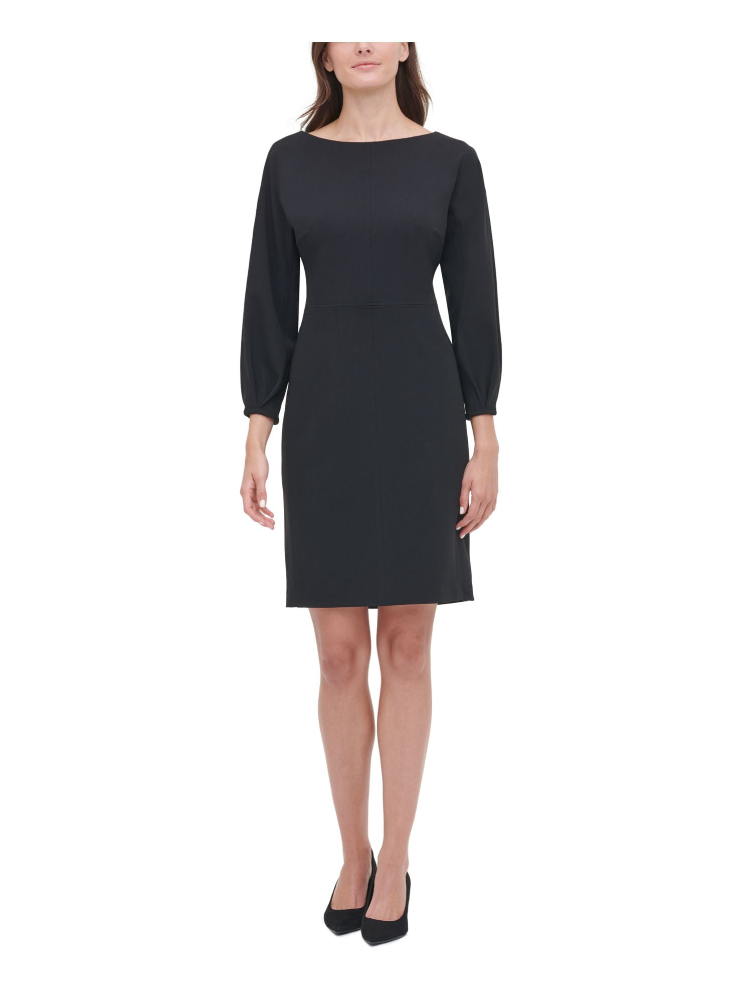 TOMMY HILFIGER Womens Black Zippered Long Sleeve Jewel Neck Above The Knee  Cocktail Sheath Dress 10