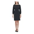 thumbnail image 1 of TOMMY HILFIGER Womens Black Zippered Long Sleeve Jewel Neck Above The Knee Cocktail Sheath Dress 10, 1 of 2