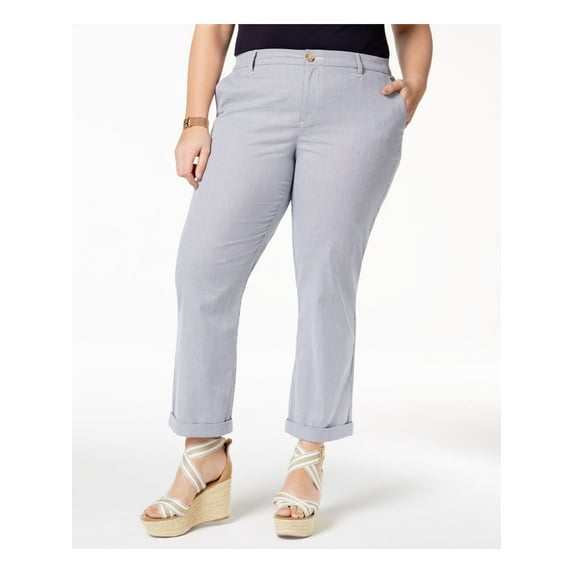 TOMMY HILFIGER Womens Blue Cuffed Pants Plus 16W