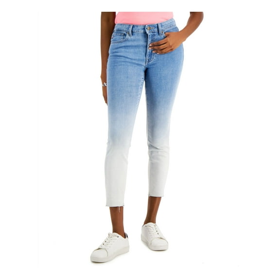 TOMMY HILFIGER Womens Blue Denim Pocketed Zippered Raw Hem Skinny Jeans 16