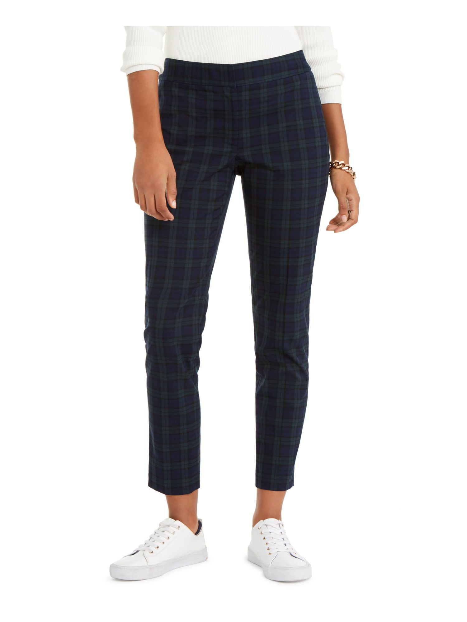TOMMY HILFIGER Womens Blue Plaid Pants Size 14