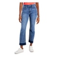 thumbnail image 1 of TOMMY HILFIGER Womens Blue Zippered Pocketed Raw Cuffs Straight leg Jeans 10, 1 of 4