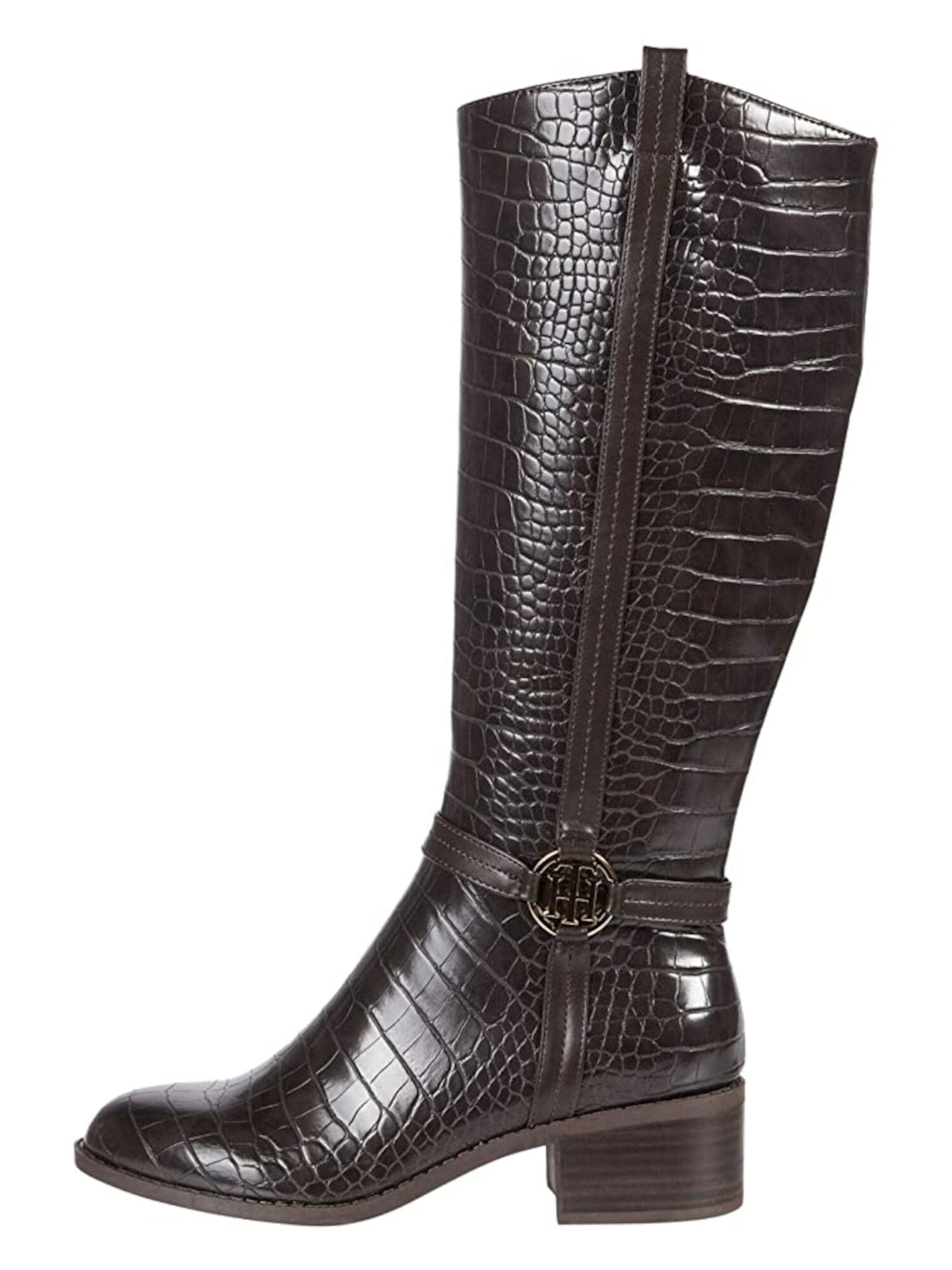 TOMMY HILFIGER Womens Brown Goring Padded Diwan Almond Toe Block Heel Riding Boot 8.5 M - Walmart.com