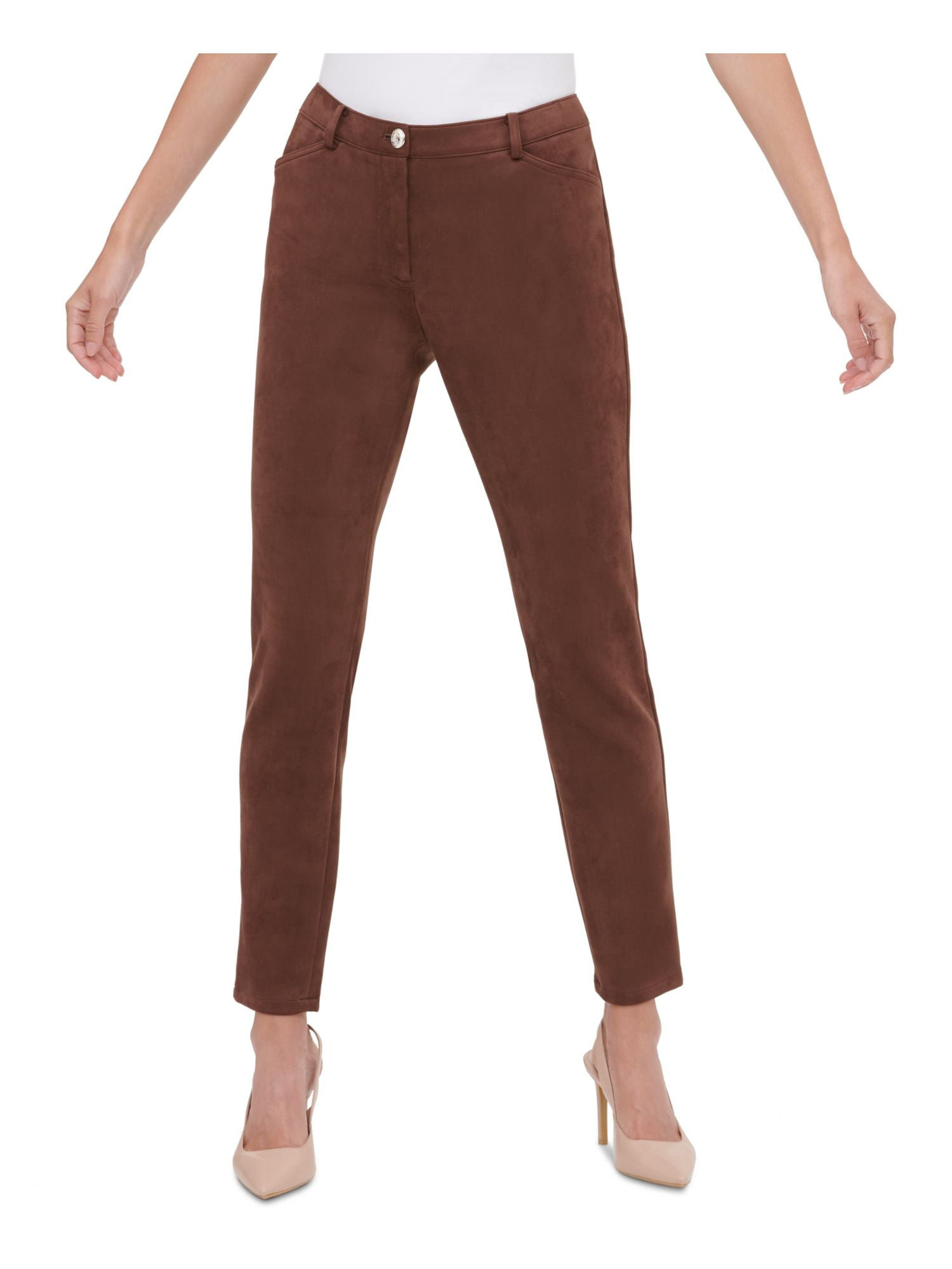 TOMMY HILFIGER Womens Brown Faux Suede Pants Size: 12 