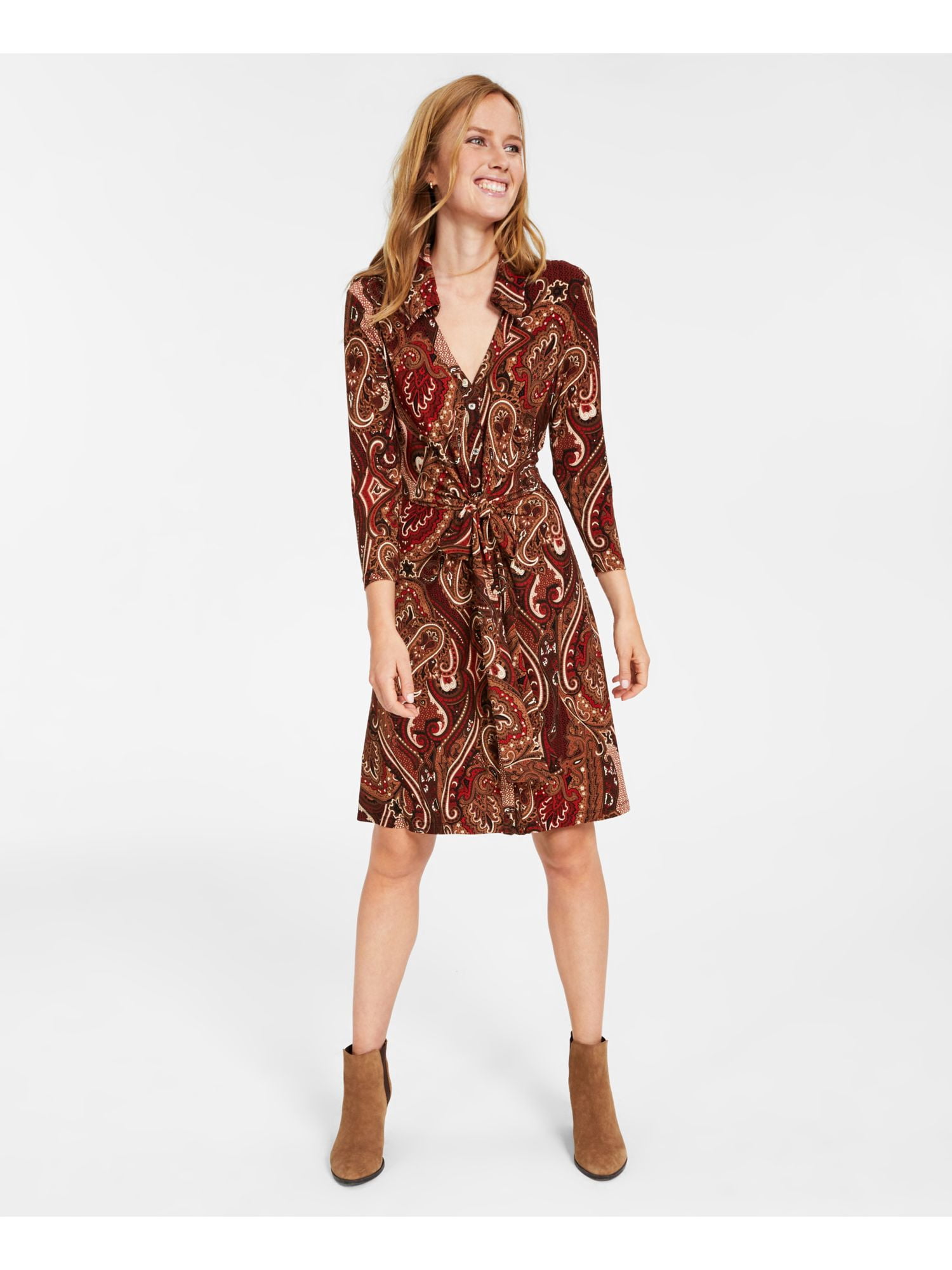 tommy hilfiger brown dress Midi Dress Brown main image 1