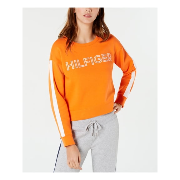 TOMMY HILFIGER Womens Gold Long Sleeve Crew Neck Sweater Size: XL