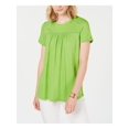 thumbnail image 1 of TOMMY HILFIGER Womens Green Eyelet Short Sleeve Jewel Neck Top Plus Size: XL, 1 of 4