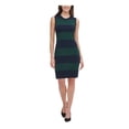 thumbnail image 1 of TOMMY HILFIGER Womens Green Striped Sleeveless Short Sheath Dress Size: XL, 1 of 2