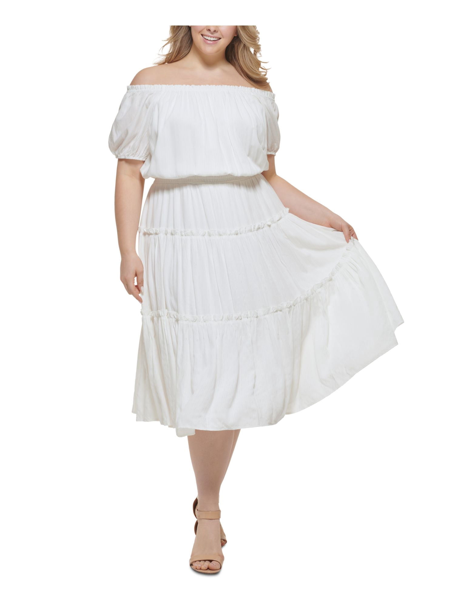 white off shoulder shirt dress Korea Avenue