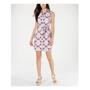 TOMMY HILFIGER Womens Light Blue Sleeveless Mini Shirt Dress 2