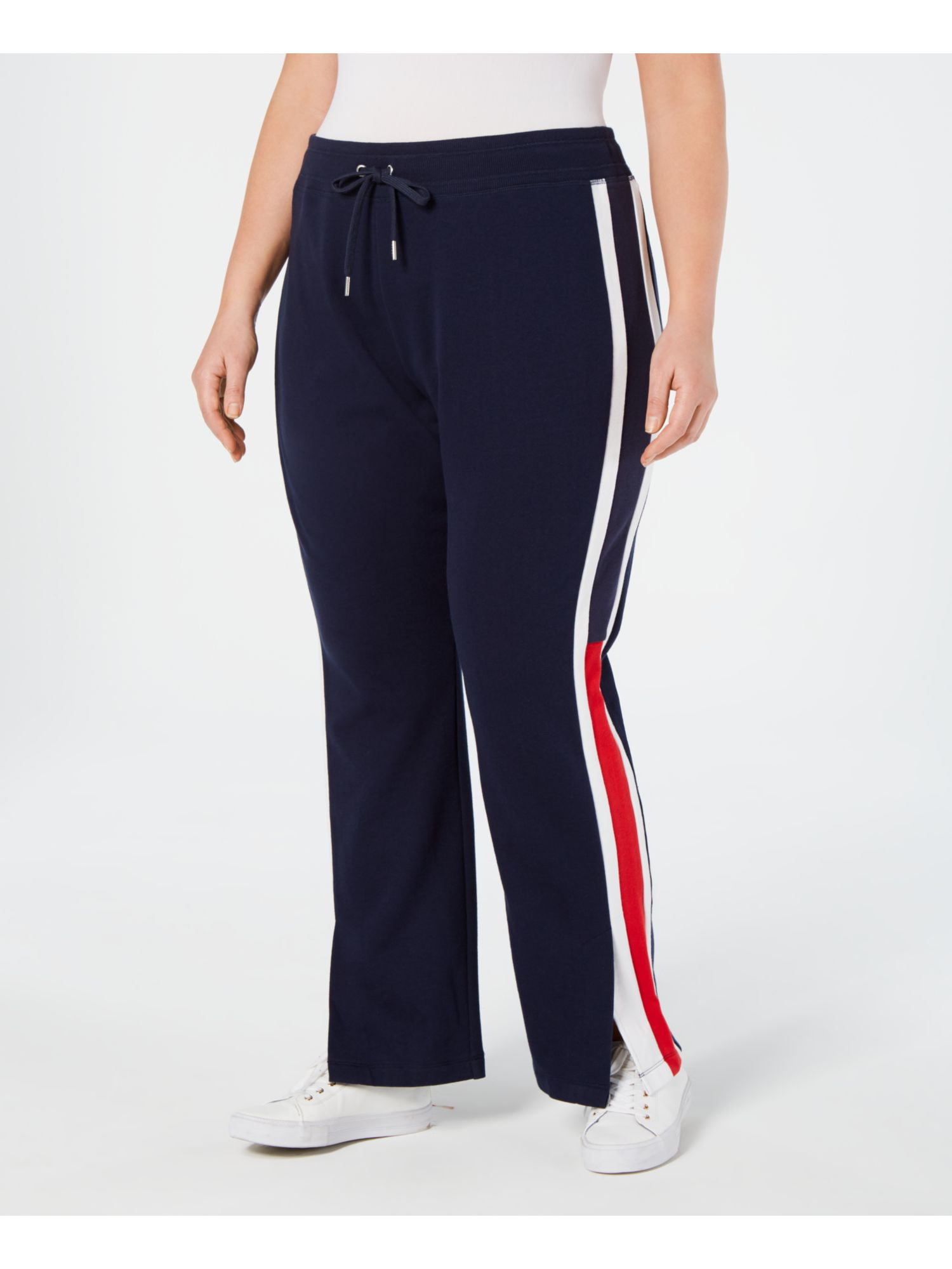 TOMMY HILFIGER Womens Navy Color Block Active Wear Pants Plus Size: 0X