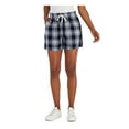 thumbnail image 1 of TOMMY HILFIGER Womens Navy Pocketed Drawstring Waist Plaid High Waist Shorts L\G, 1 of 2