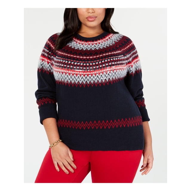 Women's Fair Isle Knit Sweater - Vintage Long Sleeve Pullover, Lightweight & Warm For Fall/Winter