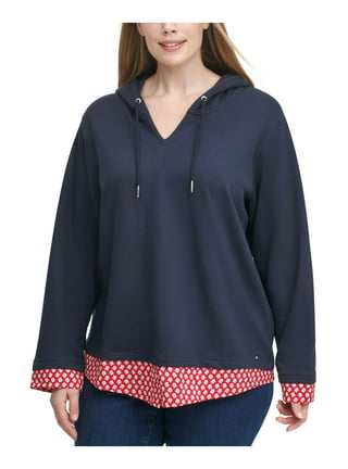 Buy Tommy Hilfiger women plus size round neck embroidered long sleeve  sweatshirt blue Online