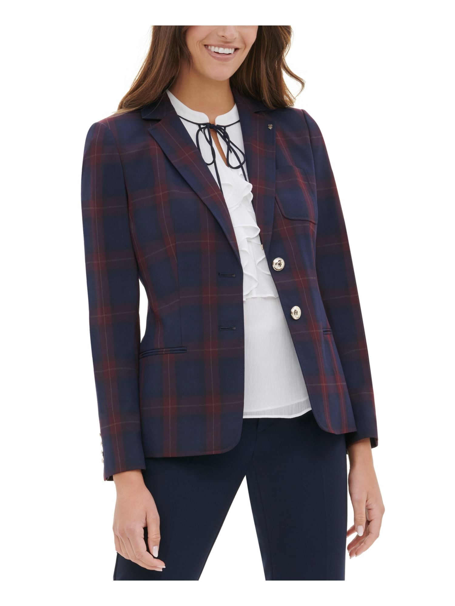 Tommy hilfiger women's plaid blazer online