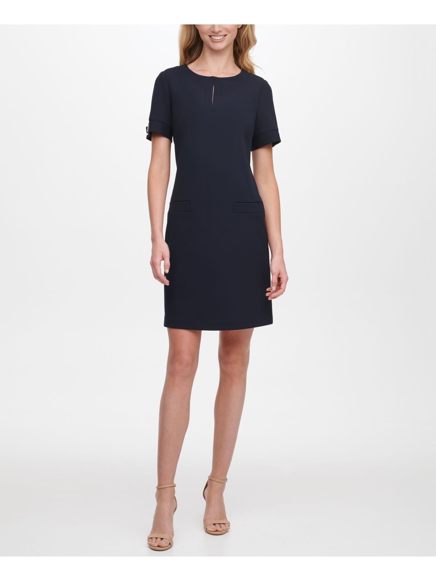 Ladies navy shift dress cheap
