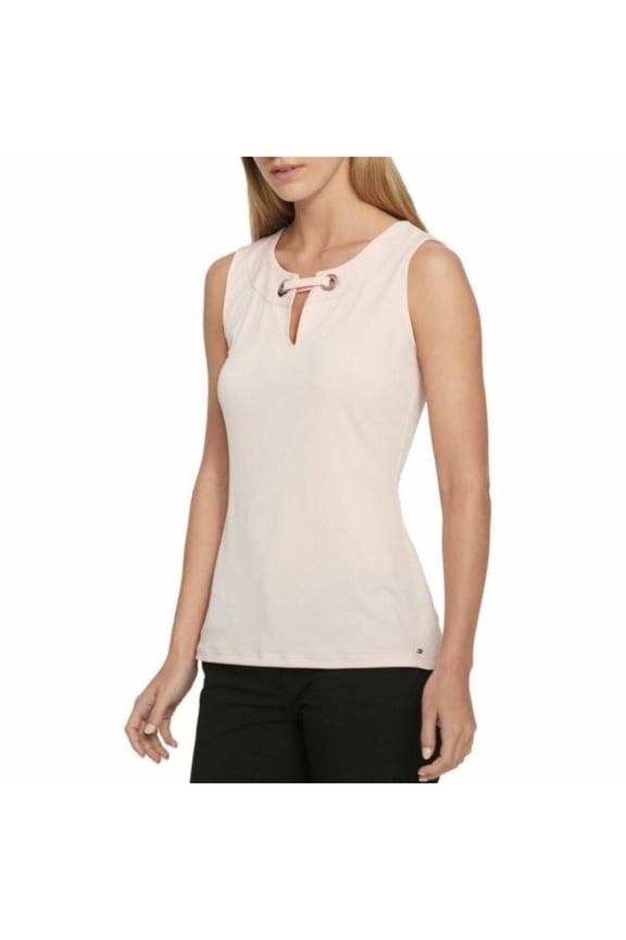 Womens Pink Sleeveless Keyhole Tank Top Size: XL