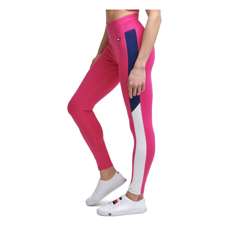 TOMMY HILFIGER Womens Pink Stretch Color Block Active Wear High