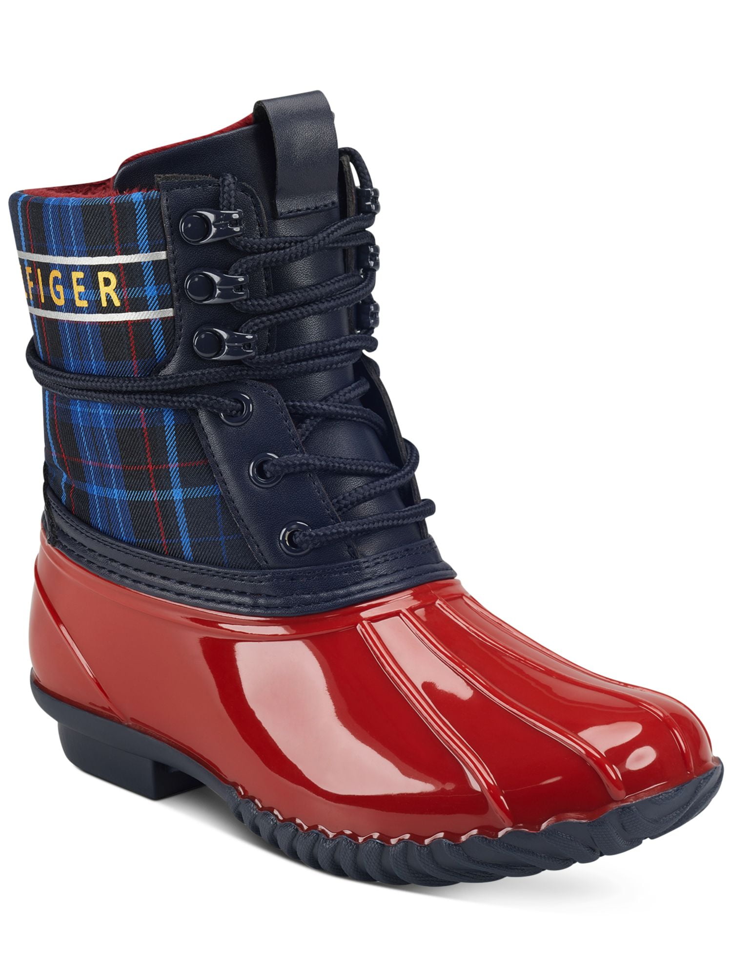 skrue bus Desværre TOMMY HILFIGER Womens Red Plaid Front And Back Pull Tag Logo Padded Comfort  Waterproof Eyelet Hessa Round Toe Block Heel Lace-Up Duck Boots 6 -  Walmart.com